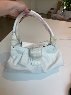 NWT | Charles Larson | White Croc handbag